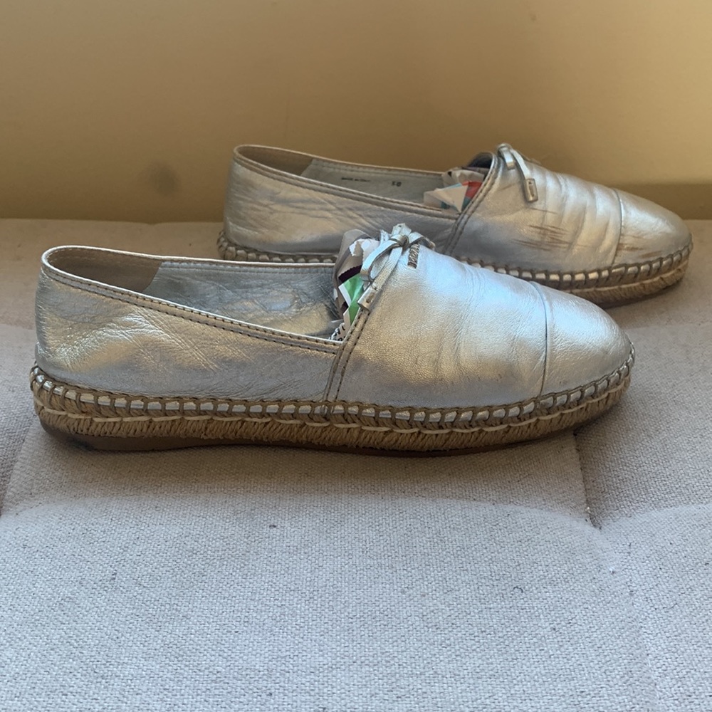 Prada Women's Espadrilles Silver Size 38/7.5 SB11 - Picture 5 of 16